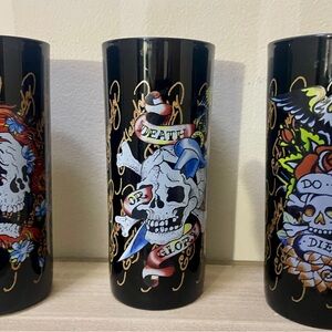 3 Ed Hardy Logo Tumbler Glasses